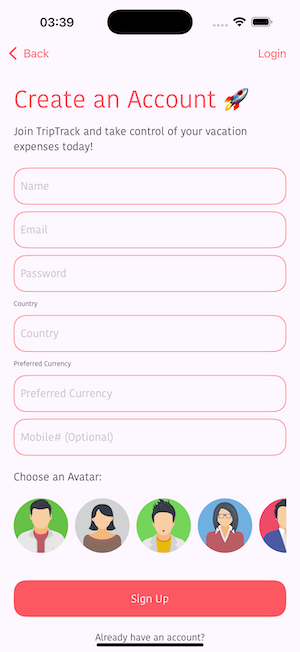 Signup Screen